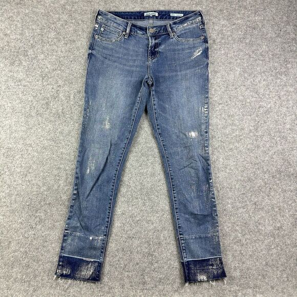 Dear John Joyrich Comfort Skinny Jeans Womens 26 Metallic Medium Wash Stretch - Picture 1 of 16